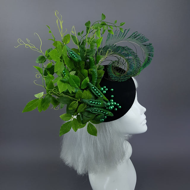 "Sugar Snap" Peas, Peapod and Leaf Fascinator Hat