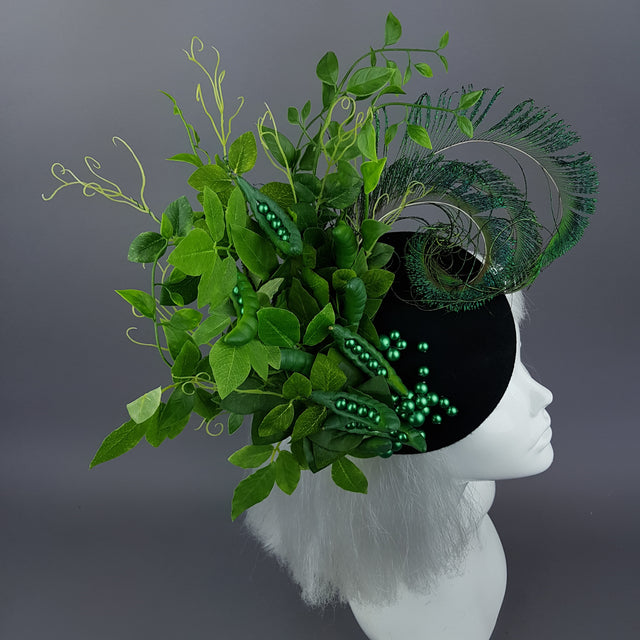 "Sugar Snap" Peas, Peapod and Leaf Fascinator Hat