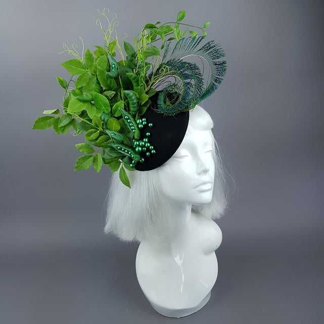 "Sugar Snap" Peas, Peapod and Leaf Fascinator Hat
