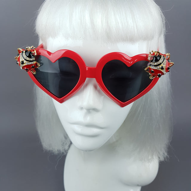 "Angelica" Jewelled Ladybird Heart Shaped Sunglasses