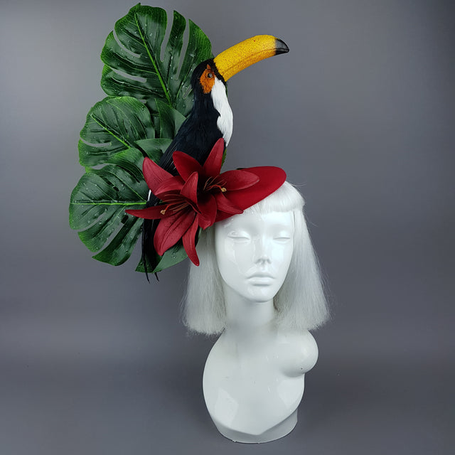 "Toco" Toucan Jungle Leaf Fascinator Hat