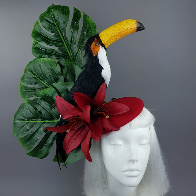 "Toco" Toucan Jungle Leaf Fascinator Hat