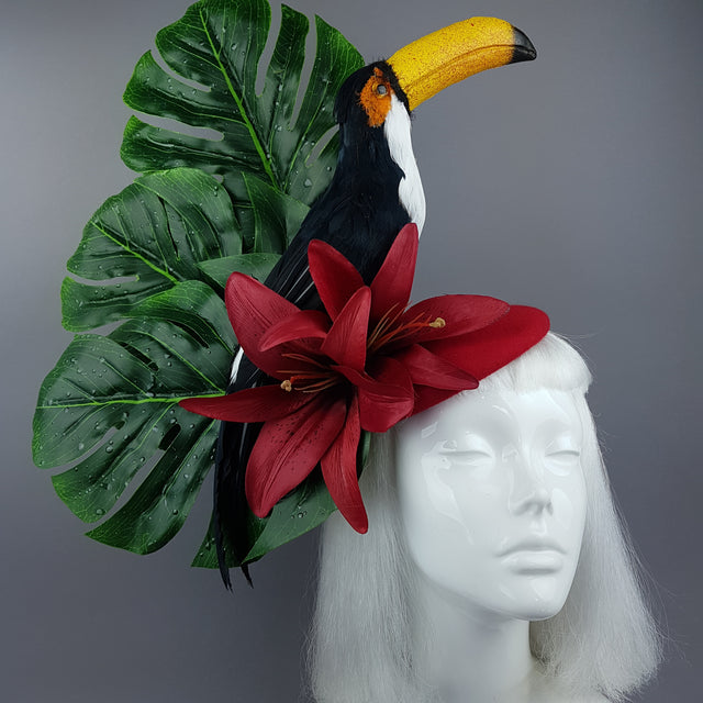 "Toco" Toucan Jungle Leaf Fascinator Hat