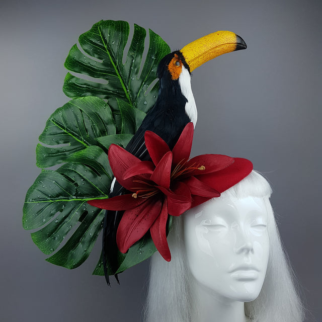 "Toco" Toucan Jungle Leaf Fascinator Hat