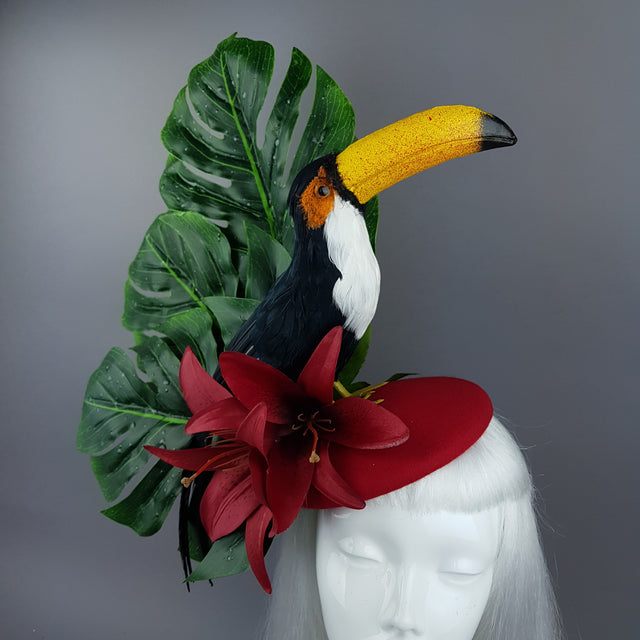 "Toco" Toucan Jungle Leaf Fascinator Hat