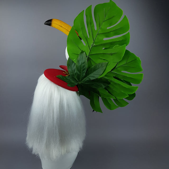"Toco" Toucan Jungle Leaf Fascinator Hat