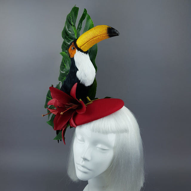 "Toco" Toucan Jungle Leaf Fascinator Hat