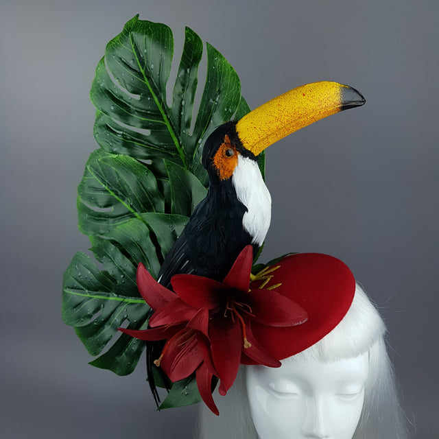 "Toco" Toucan Jungle Leaf Fascinator Hat