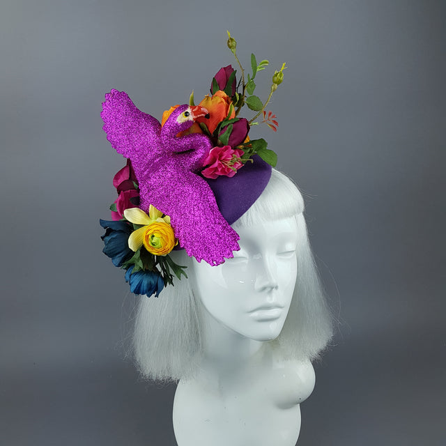 "Fantabulous" Colourful Flamingo & Flower Fascinator Hat