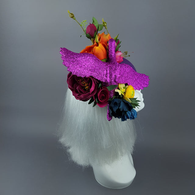 "Fantabulous" Colourful Flamingo & Flower Fascinator Hat