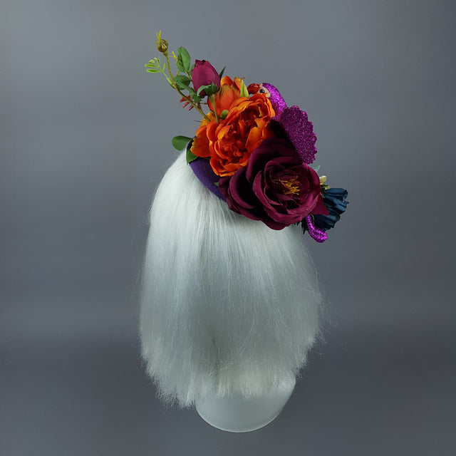 "Fantabulous" Colourful Flamingo & Flower Fascinator Hat