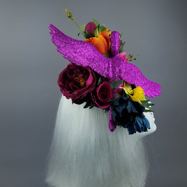 "Fantabulous" Colourful Flamingo & Flower Fascinator Hat