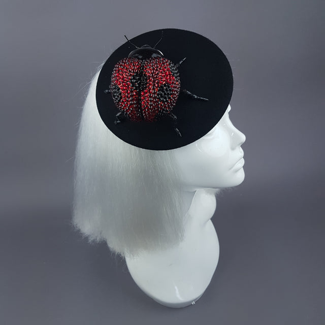 "Alyssum" Red Crystal Ladybird Fascinator Hat