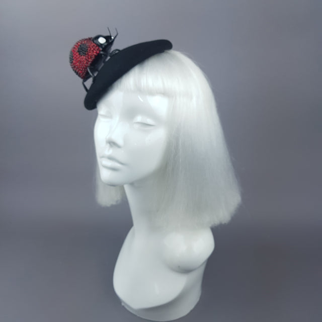 "Alyssum" Red Crystal Ladybird Fascinator Hat