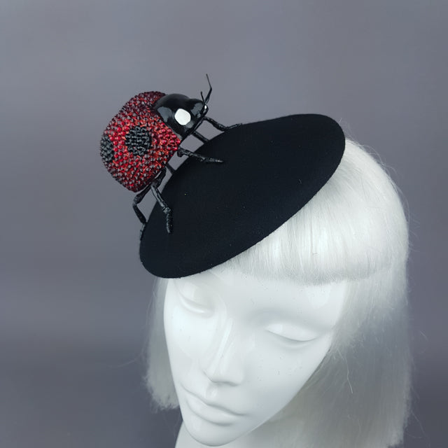 "Alyssum" Red Crystal Ladybird Fascinator Hat