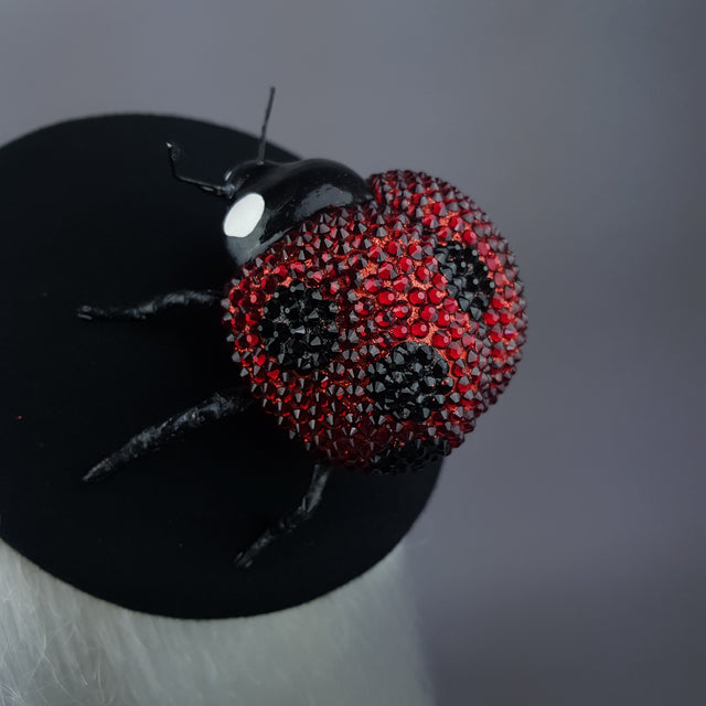"Alyssum" Red Crystal Ladybird Fascinator Hat