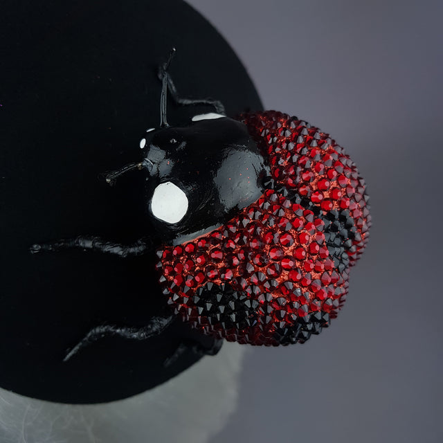 "Alyssum" Red Crystal Ladybird Fascinator Hat