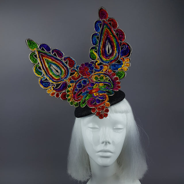 "Eirisse" Colourful Bunny Rabbit Ear Fascinator Hat