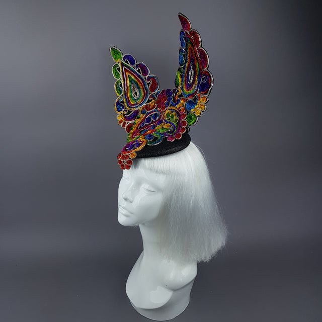 "Eirisse" Colourful Bunny Rabbit Ear Fascinator Hat
