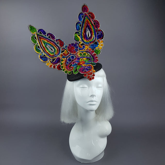 "Eirisse" Colourful Bunny Rabbit Ear Fascinator Hat