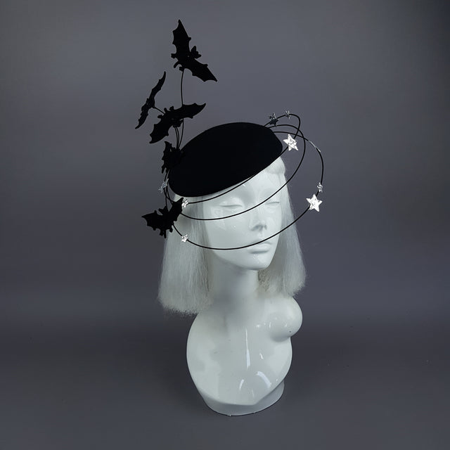 "Nisha" Flying Bat & Silver Stars Fascinator Hat