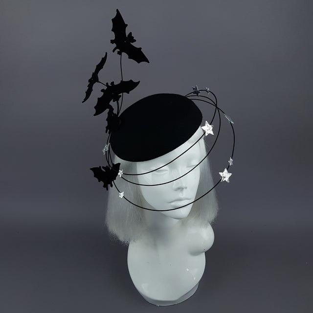 "Nisha" Flying Bat & Silver Stars Fascinator Hat