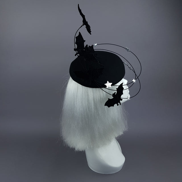 "Nisha" Flying Bat & Silver Stars Fascinator Hat