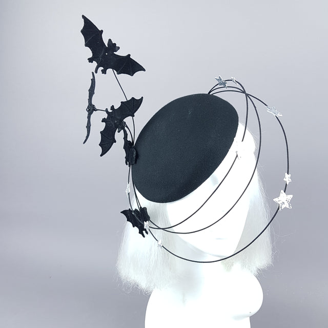 "Nisha" Flying Bat & Silver Stars Fascinator Hat