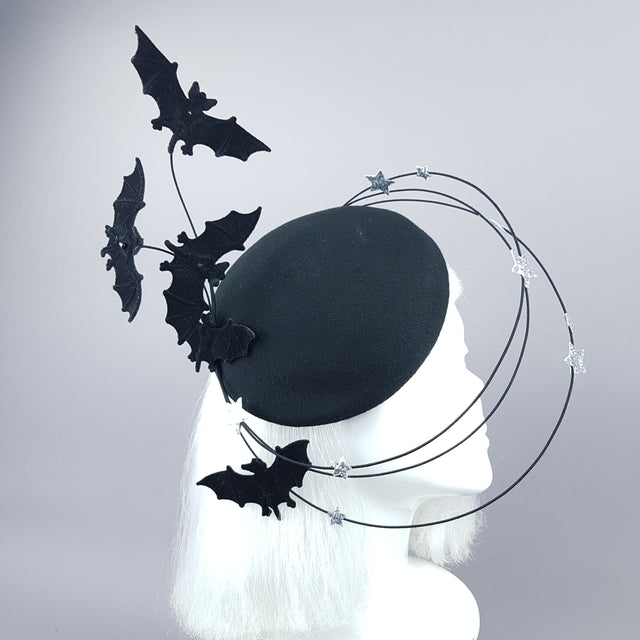 "Nisha" Flying Bat & Silver Stars Fascinator Hat