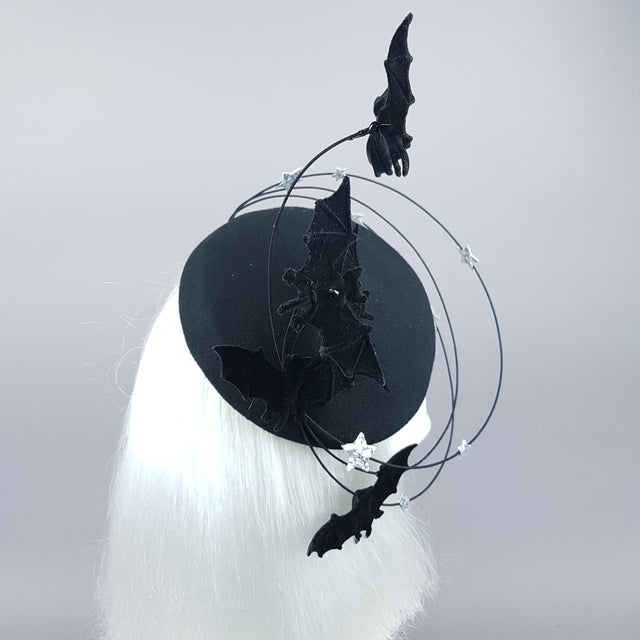 "Nisha" Flying Bat & Silver Stars Fascinator Hat