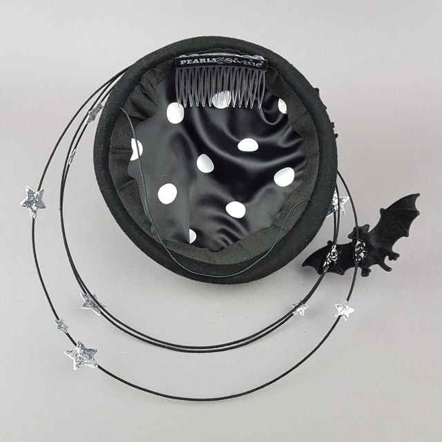 "Nisha" Flying Bat & Silver Stars Fascinator Hat