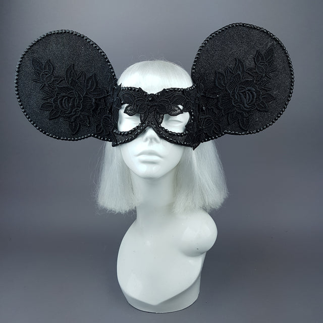 "Kiore" Black Giant Mouse Ears Mask