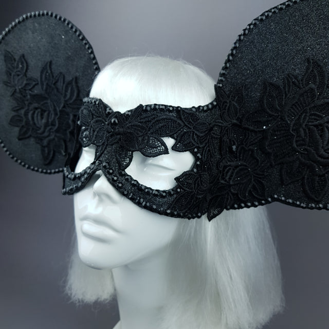 "Kiore" Black Giant Mouse Ears Mask