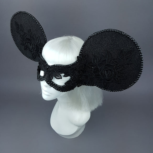 "Kiore" Black Giant Mouse Ears Mask