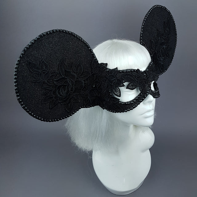 "Kiore" Black Giant Mouse Ears Mask