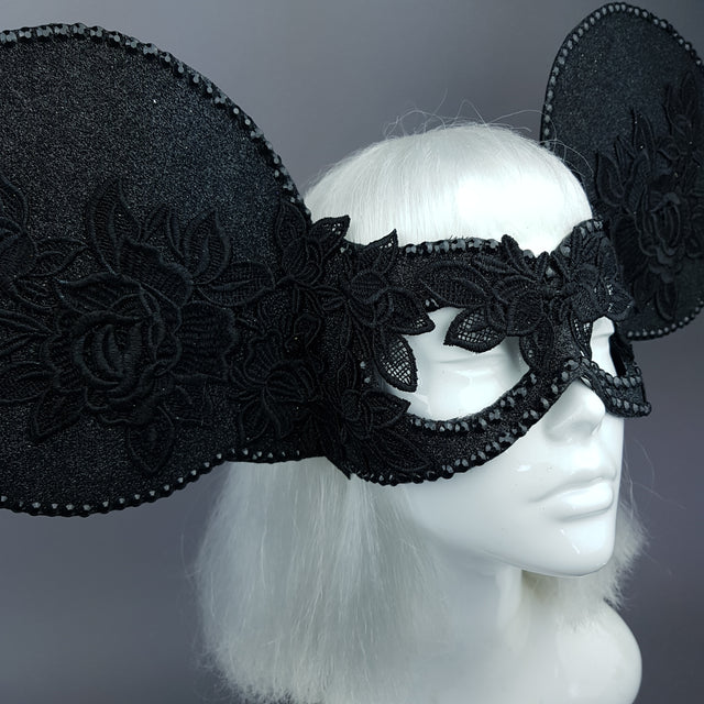 "Kiore" Black Giant Mouse Ears Mask