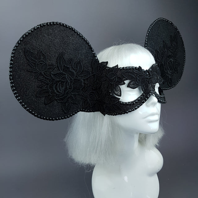 "Kiore" Black Giant Mouse Ears Mask