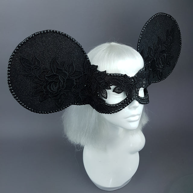 "Kiore" Black Giant Mouse Ears Mask