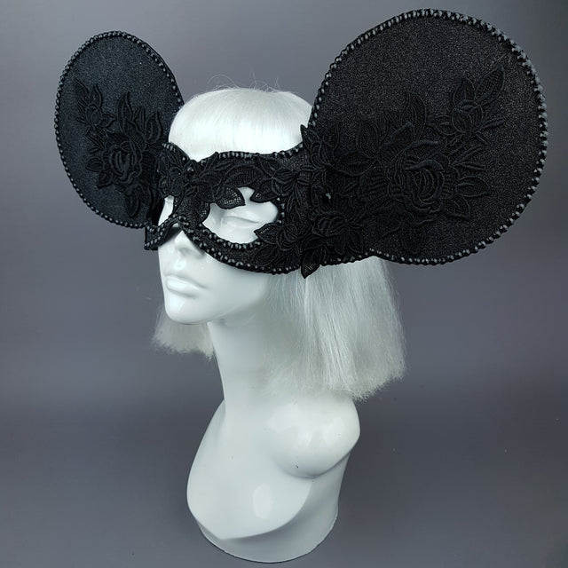 "Kiore" Black Giant Mouse Ears Mask
