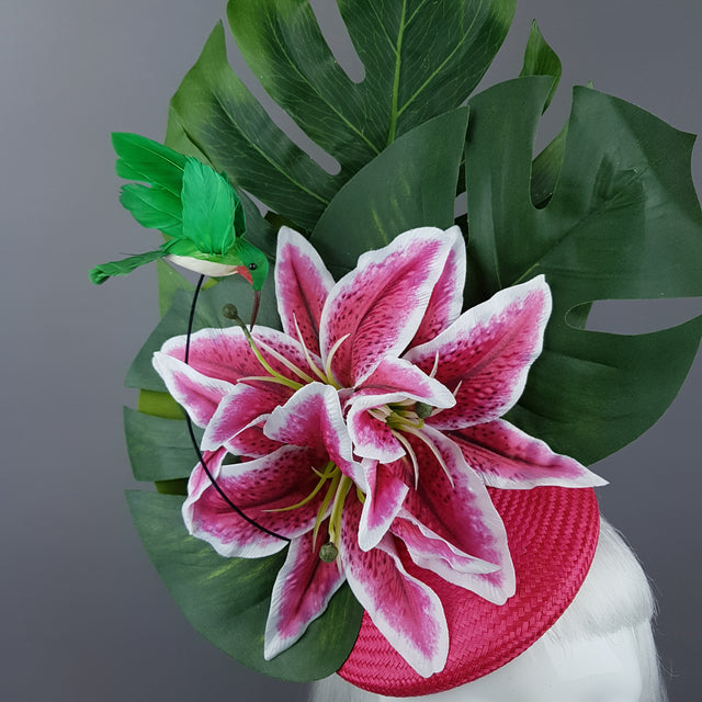 "Vuelo" Tropical Lily & Hummingbird Fascinator Hat