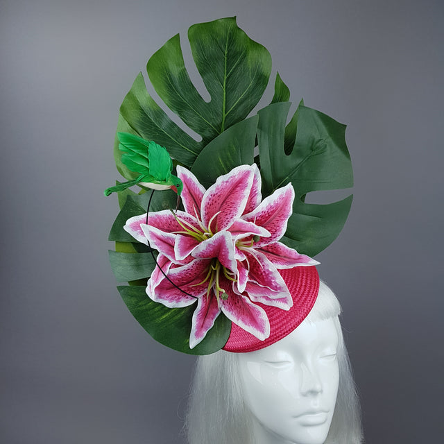 "Vuelo" Tropical Lily & Hummingbird Fascinator Hat