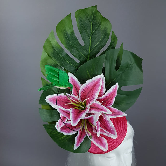 "Vuelo" Tropical Lily & Hummingbird Fascinator Hat