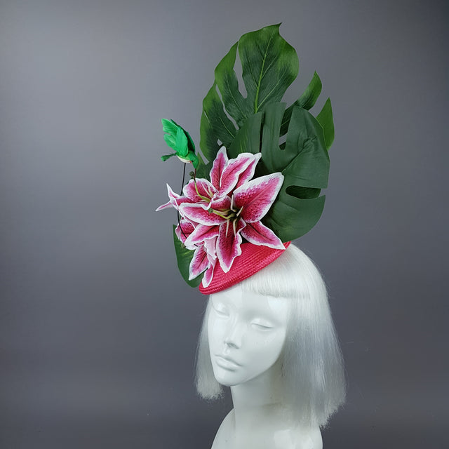 "Vuelo" Tropical Lily & Hummingbird Fascinator Hat