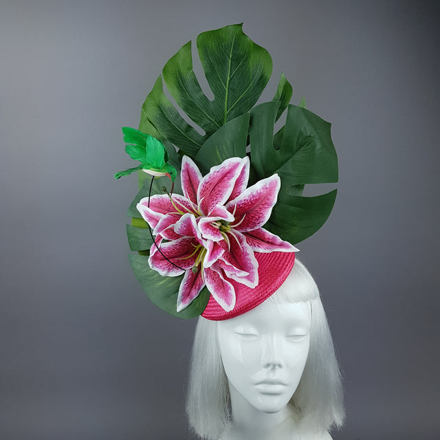 "Vuelo" Tropical Lily & Hummingbird Fascinator Hat