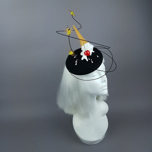 "Whoopsie" Dropped Ice-Cream & Bee Fascinator Hat
