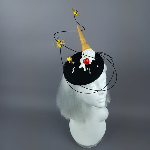 "Whoopsie" Dropped Ice-Cream & Bee Fascinator Hat