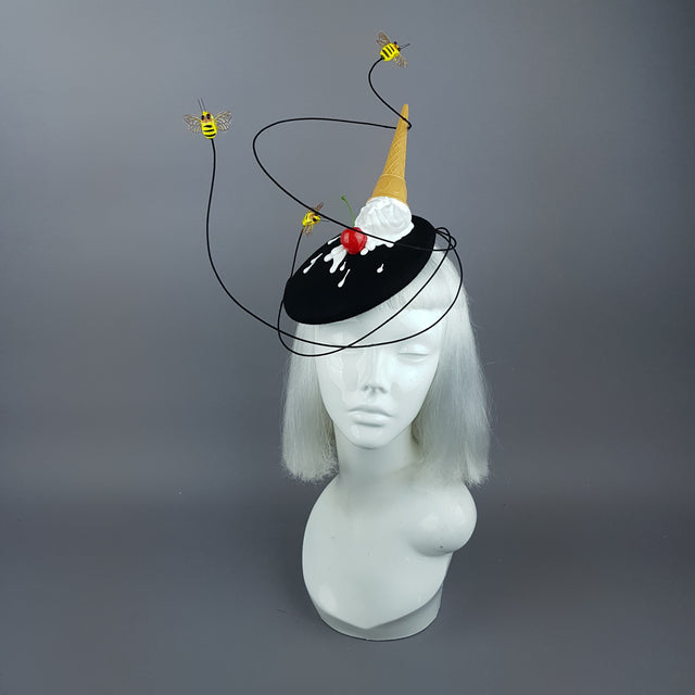 "Whoopsie" Dropped Ice-Cream & Bee Fascinator Hat