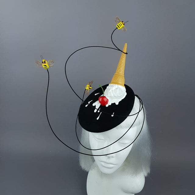 "Whoopsie" Dropped Ice-Cream & Bee Fascinator Hat