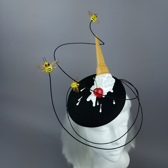 "Whoopsie" Dropped Ice-Cream & Bee Fascinator Hat