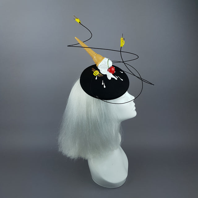"Whoopsie" Dropped Ice-Cream & Bee Fascinator Hat